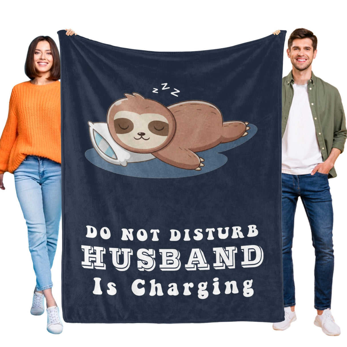 Onlydads Funny Husband Gifts, Husband is Charging Sloth Blanket, Husbands Birthday Fathers Day