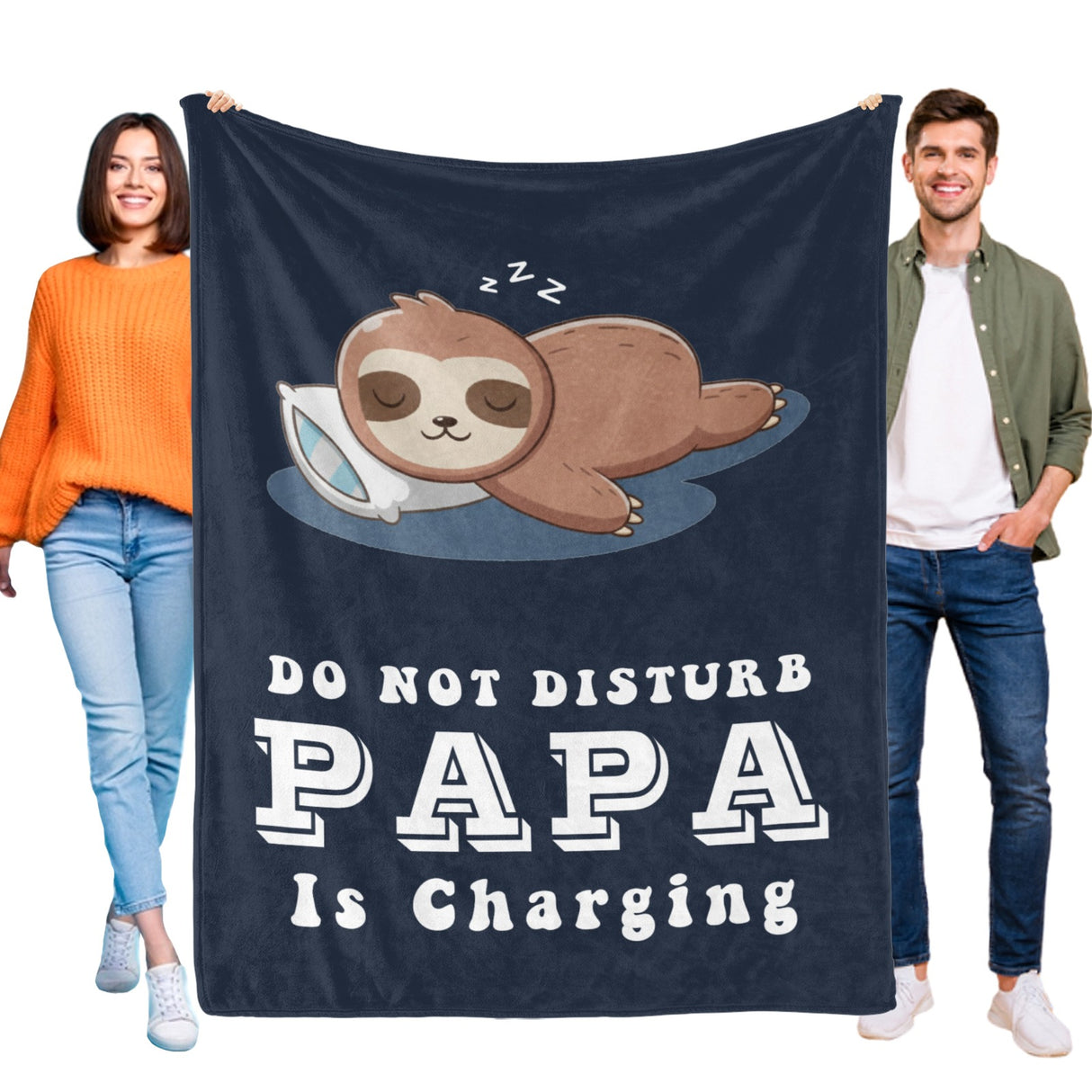 Onlydads Funny Papa Birthday Gifts, Papa is Charging Sloth Blanket, Grandpa Gifts for Fathers Day