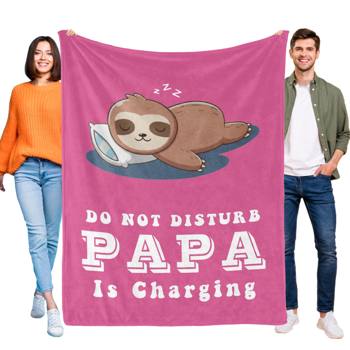 Onlydads Funny Papa Birthday Gifts, Papa is Charging Sloth Blanket, Grandpa Gifts for Fathers Day