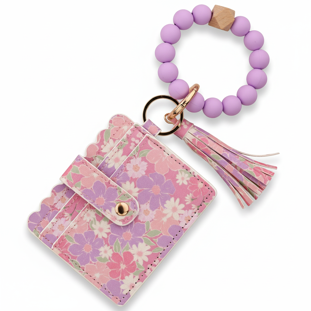 Flower Keychain Wristlet Wallets for Women | Boho Style Beaded Tassel Keychain Wallet | Birthday Gifts for Wifes from Husband