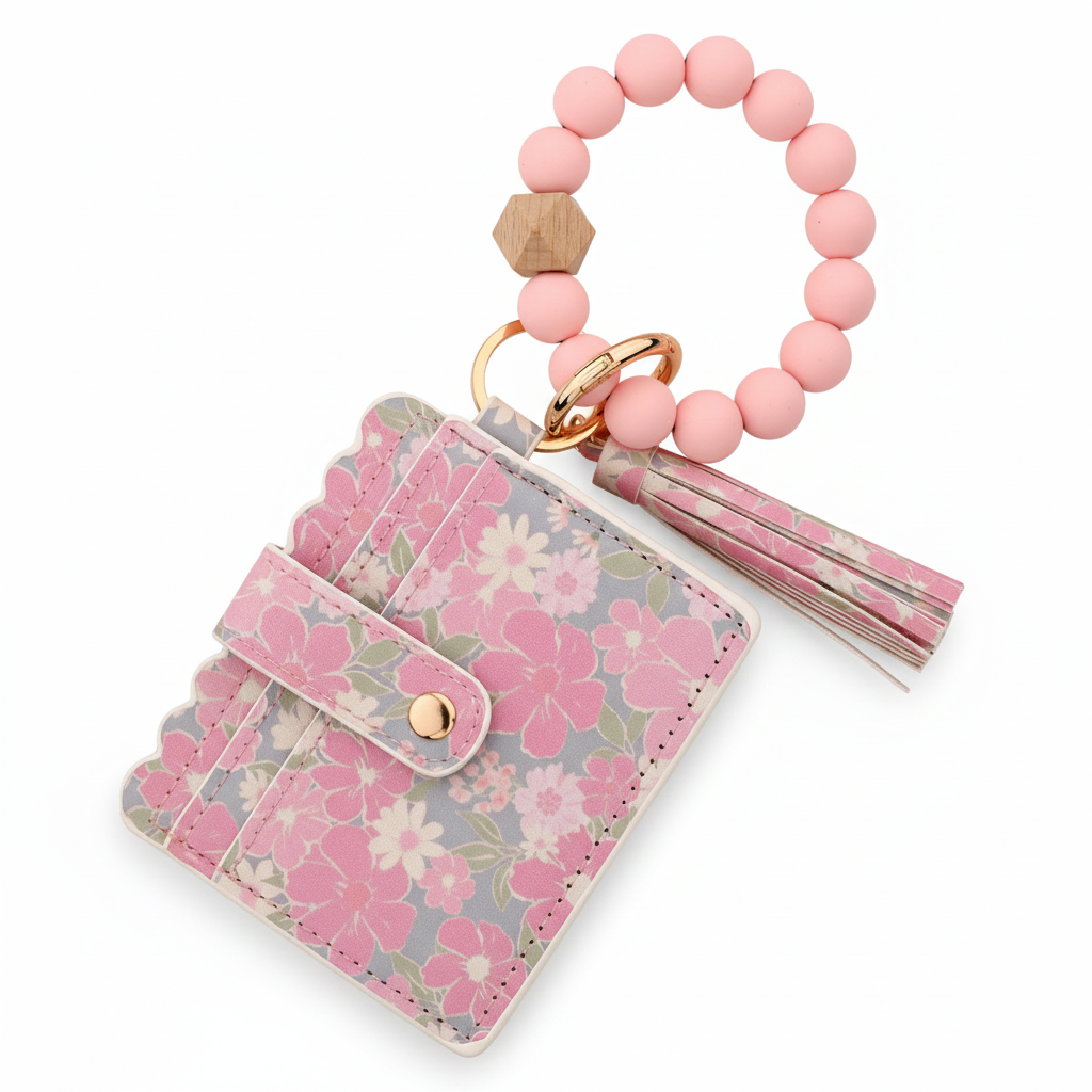 Flower Keychain Wristlet Wallets for Women | Boho Style Beaded Tassel Keychain Wallet | Birthday Gifts for Wifes from Husband