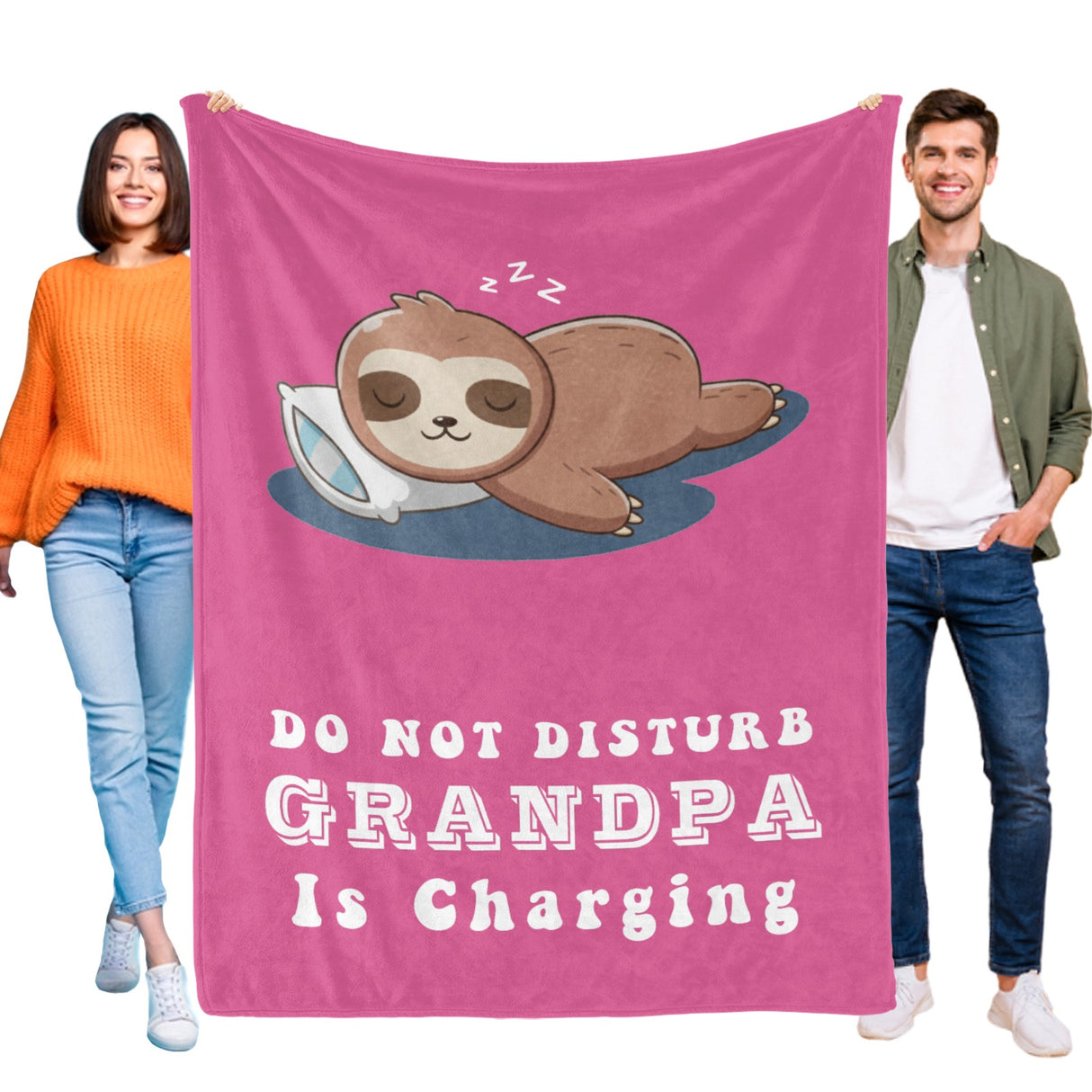 Onlydads Funny Grandpa Gifts, Grandpa is Charging Sloth Blanket,Grandpas Birthday Fathers Day