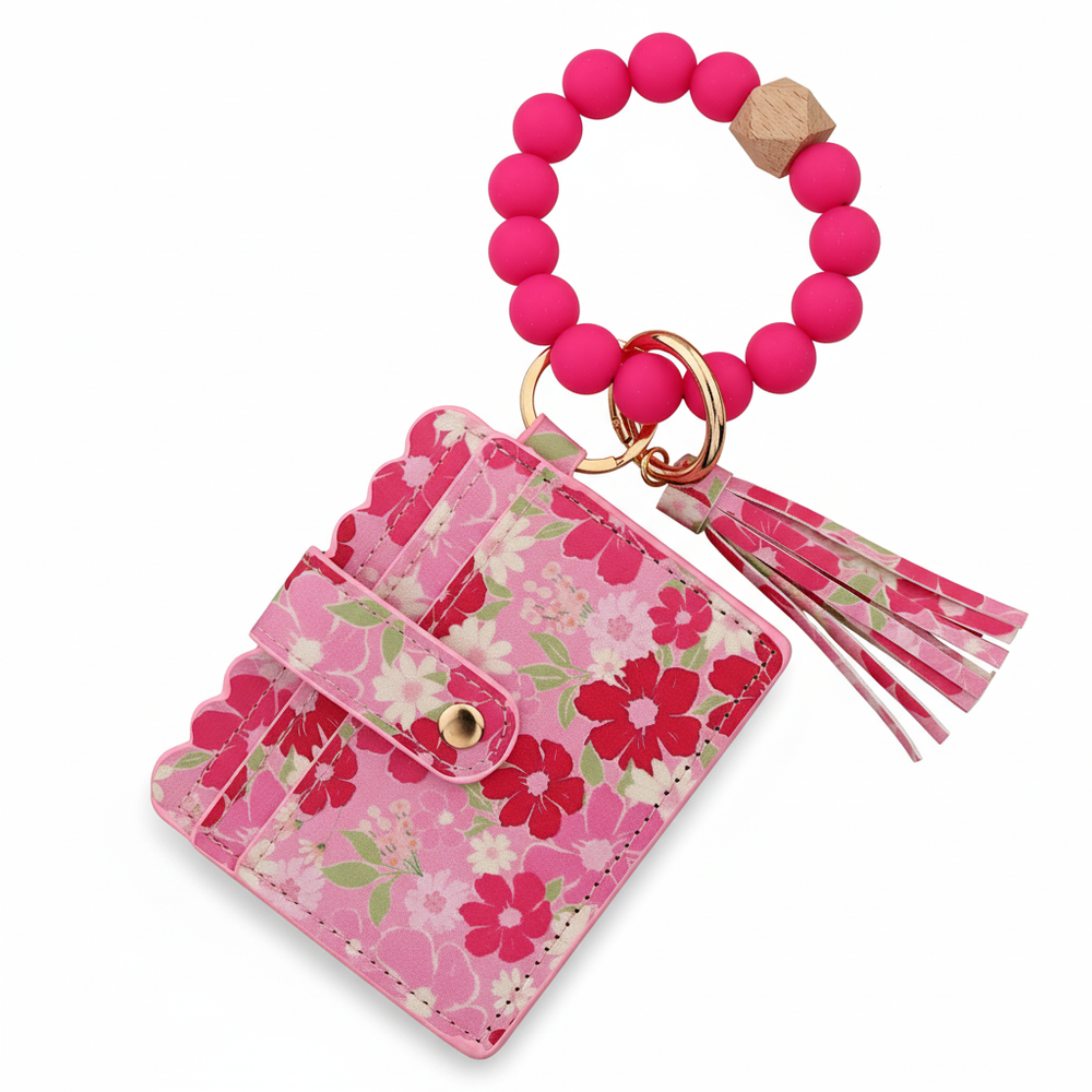 Flower Keychain Wristlet Wallets for Women | Boho Style Beaded Tassel Keychain Wallet | Birthday Gifts for Wifes from Husband