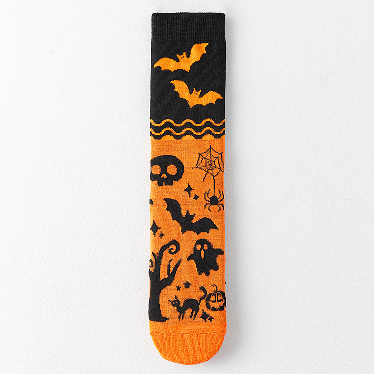 4 Pairs Halloween Women's Plush Socks, Pumpkin Ghost Bat Thigh-High Socks, Women's Sports Socks, Women's High Socks, Women's Non-Slip Socks