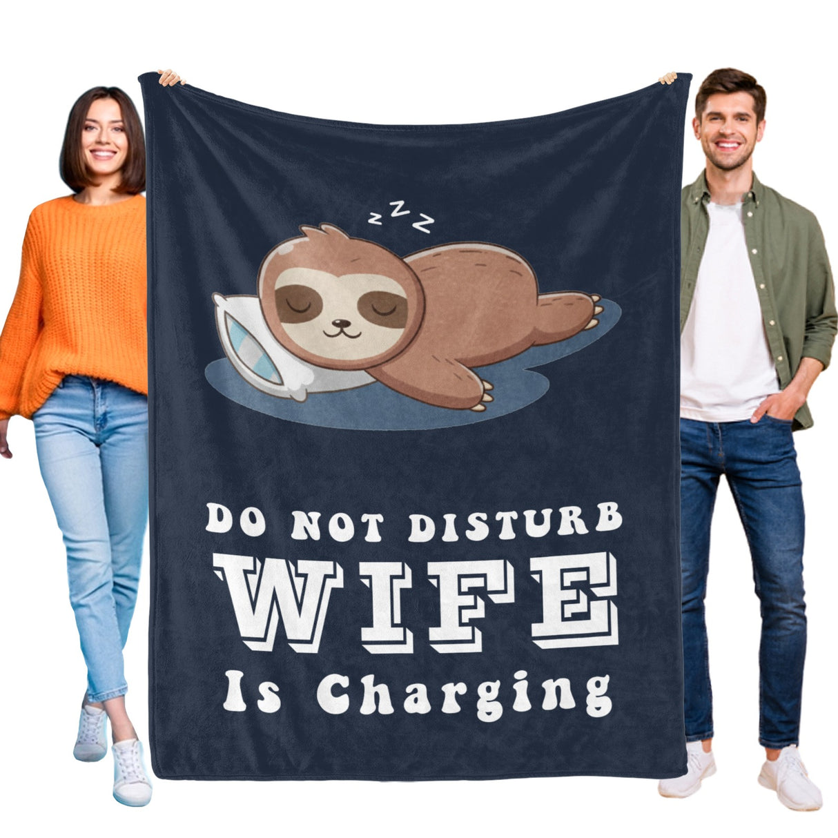 Onlydads Funny Wife Gifts, Wife is Charging Sloth Blanket, Wife Birthday