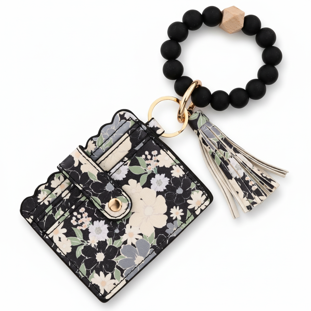 Flower Keychain Wristlet Wallets for Women | Boho Style Beaded Tassel Keychain Wallet | Birthday Gifts for Wifes from Husband