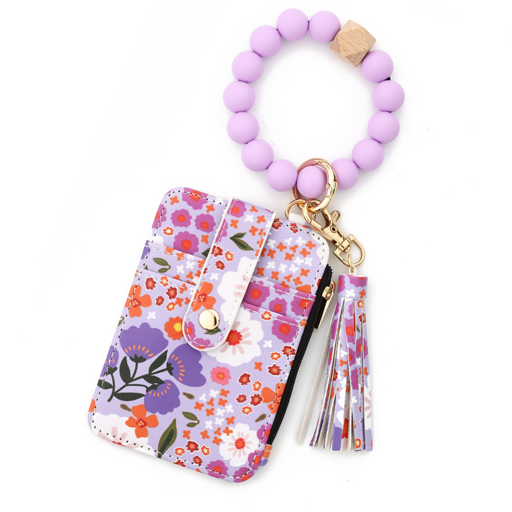 Flower Keychain Wristlet Wallets for Women | Boho Style Keychain Wallet | Birthday Gifts for Wifes from Husband