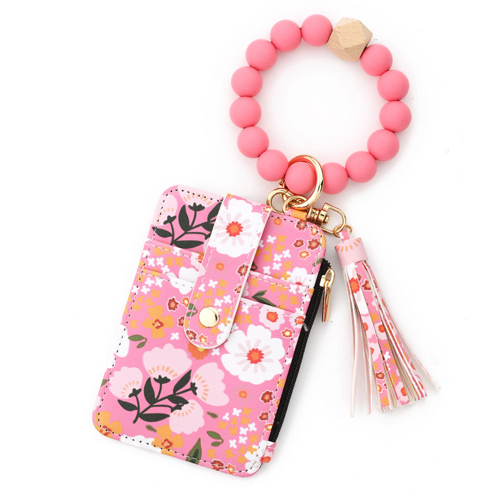 Flower Keychain Wristlet Wallets for Women | Boho Style Keychain Wallet | Birthday Gifts for Wifes from Husband