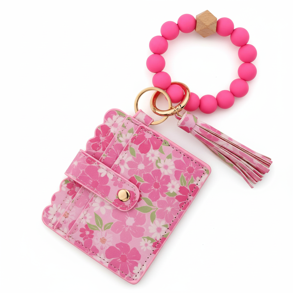 Flower Keychain Wristlet Wallets for Women | Boho Style Beaded Tassel Keychain Wallet | Birthday Gifts for Wifes from Husband