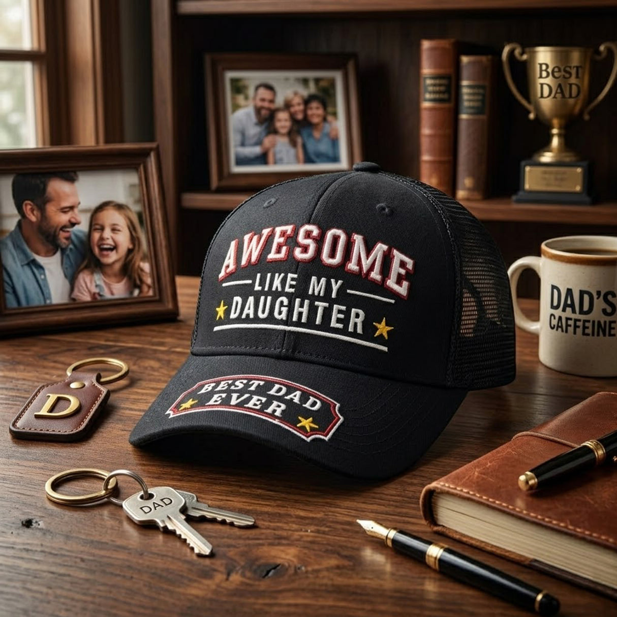 Awesome Like My Daughter Best Dad Ever Hat, Gifts for Dad's Fathers Day from Daughter, Adjustable Fit,Gift for Birthday Black