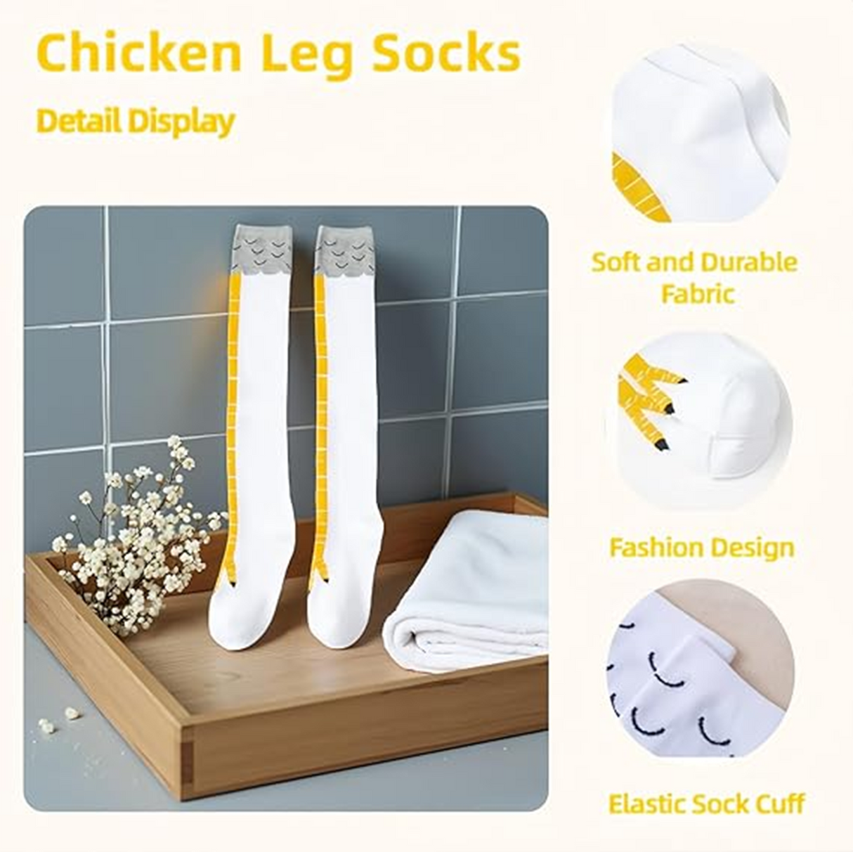Funny Crazy Chicken Leg Feet Socks for Men and Women- Novelty High Socks Funny Gifts