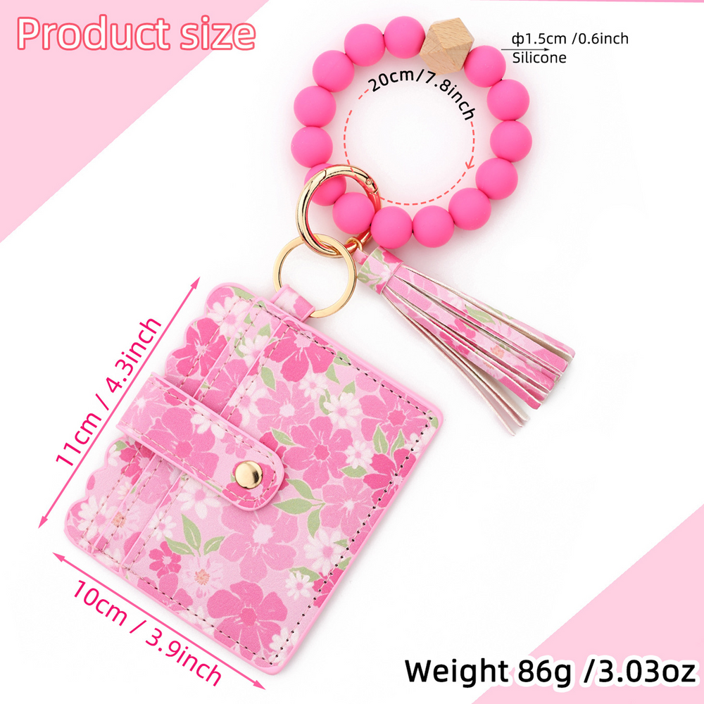 Flower Keychain Wristlet Wallets for Women | Boho Style Beaded Tassel Keychain Wallet | Birthday Gifts for Wifes from Husband