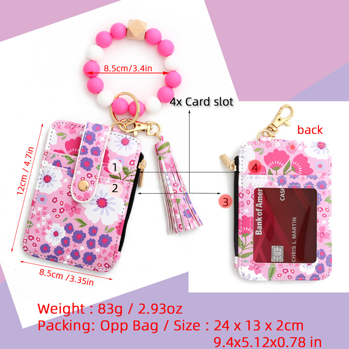 Flower Keychain Wristlet Wallets for Women | Boho Style Keychain Wallet | Birthday Gifts for Wifes from Husband