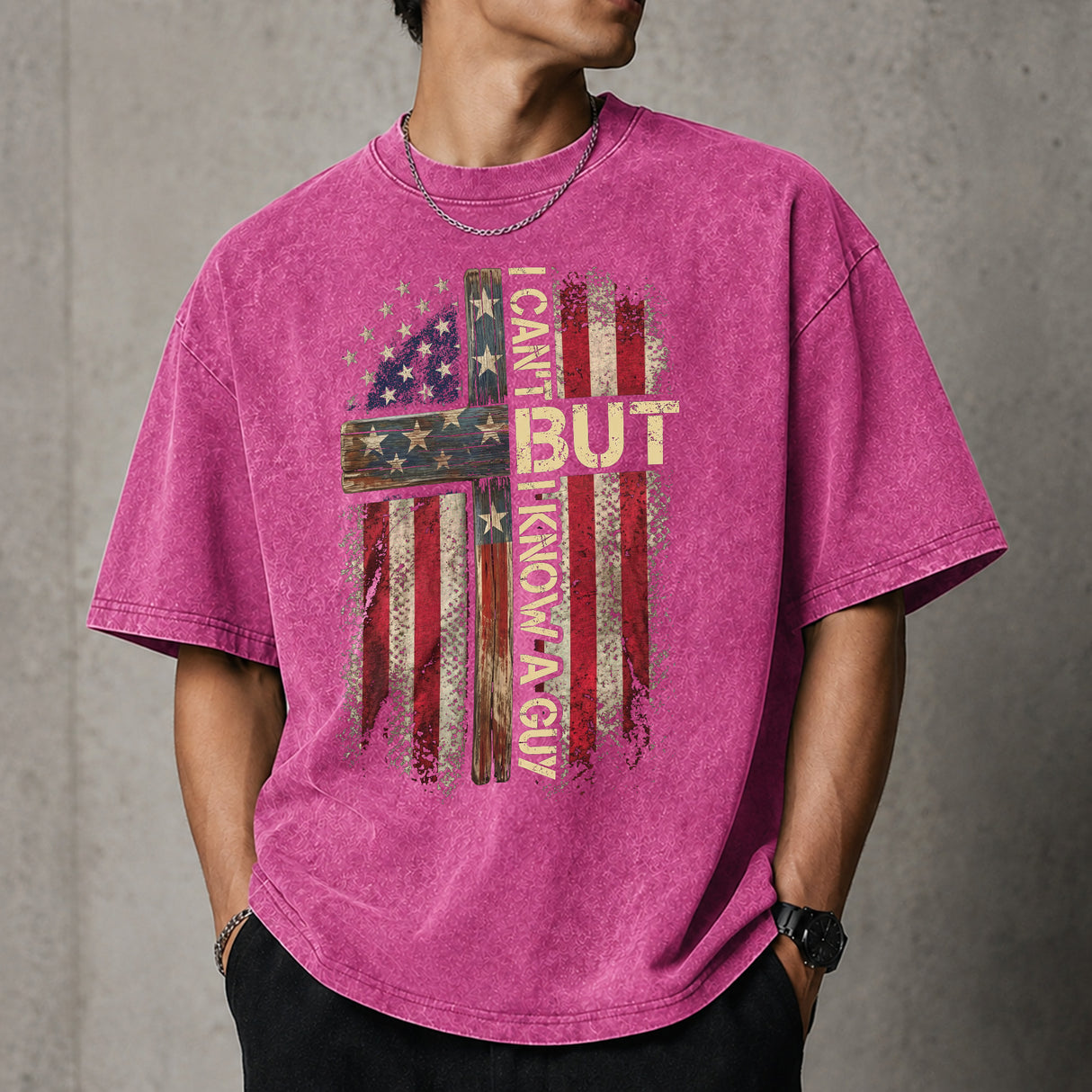 I Can’t But I Know A Guy Christian Cross T-Shirt, Patriotic Faith Graphic Tee