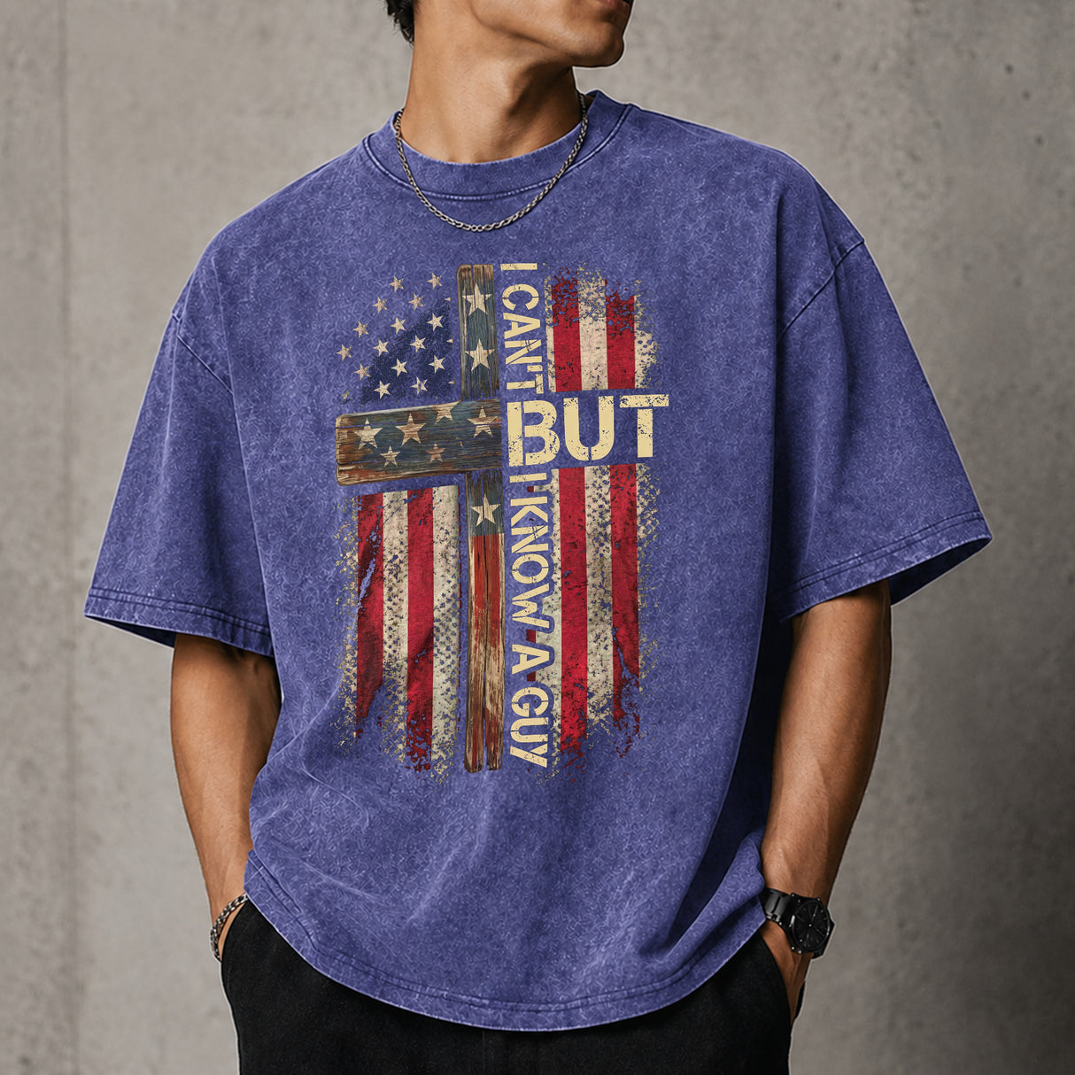 I Can’t But I Know A Guy Christian Cross T-Shirt, Patriotic Faith Graphic Tee