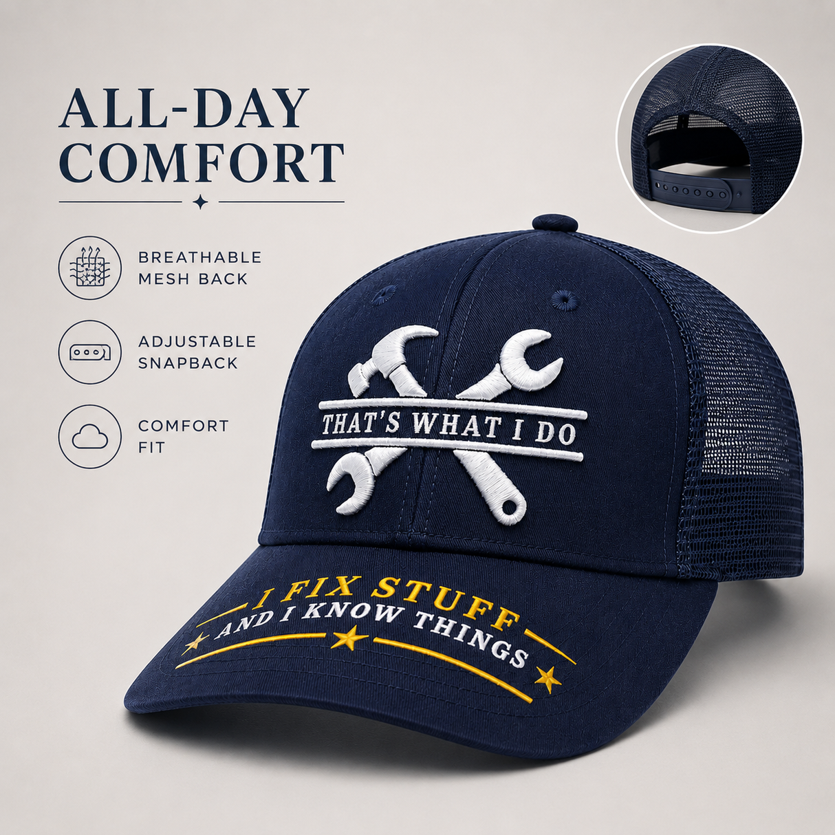 I Fix Stuff Funny Dad Hat,Gifts for Men Who Have Everything,Fathers Day Birthday Gift for Dad OR Husband