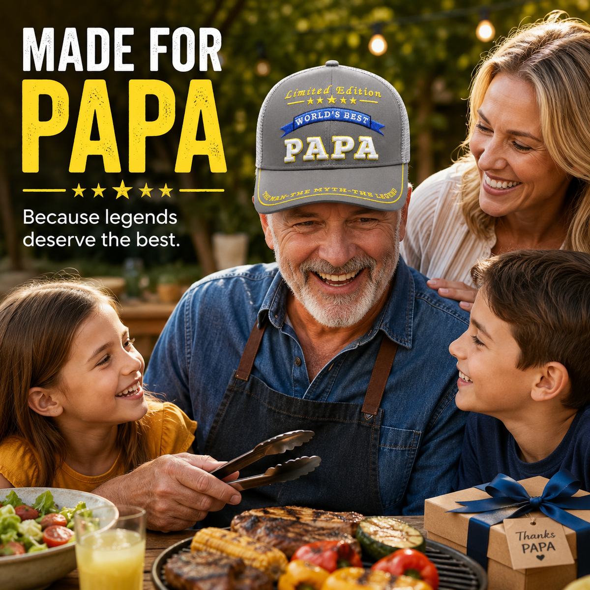 World's Best Papa Embroidered Trucker Hat – Grandpa Gift