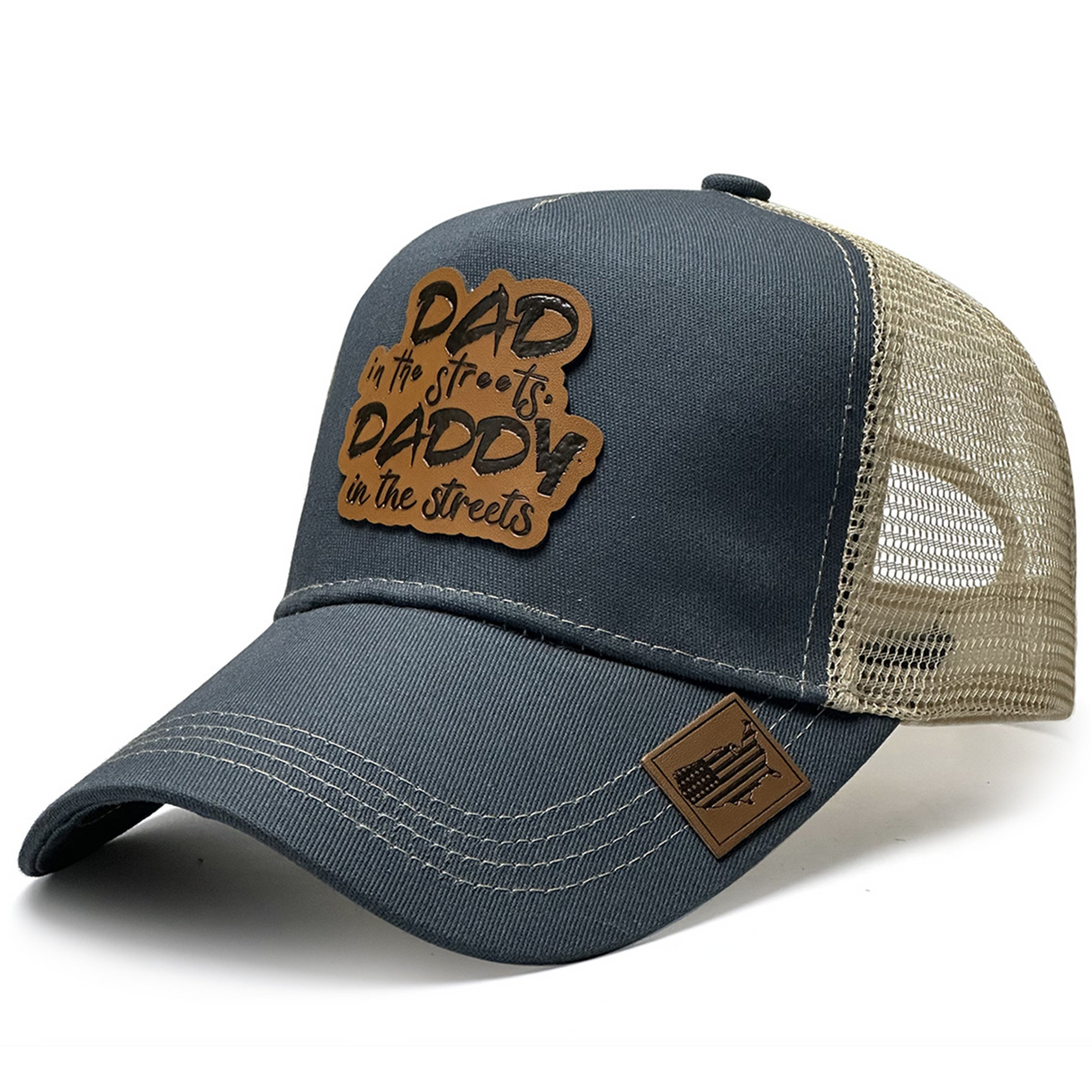 Leather Patch Mesh Back Snapback Cap for Men