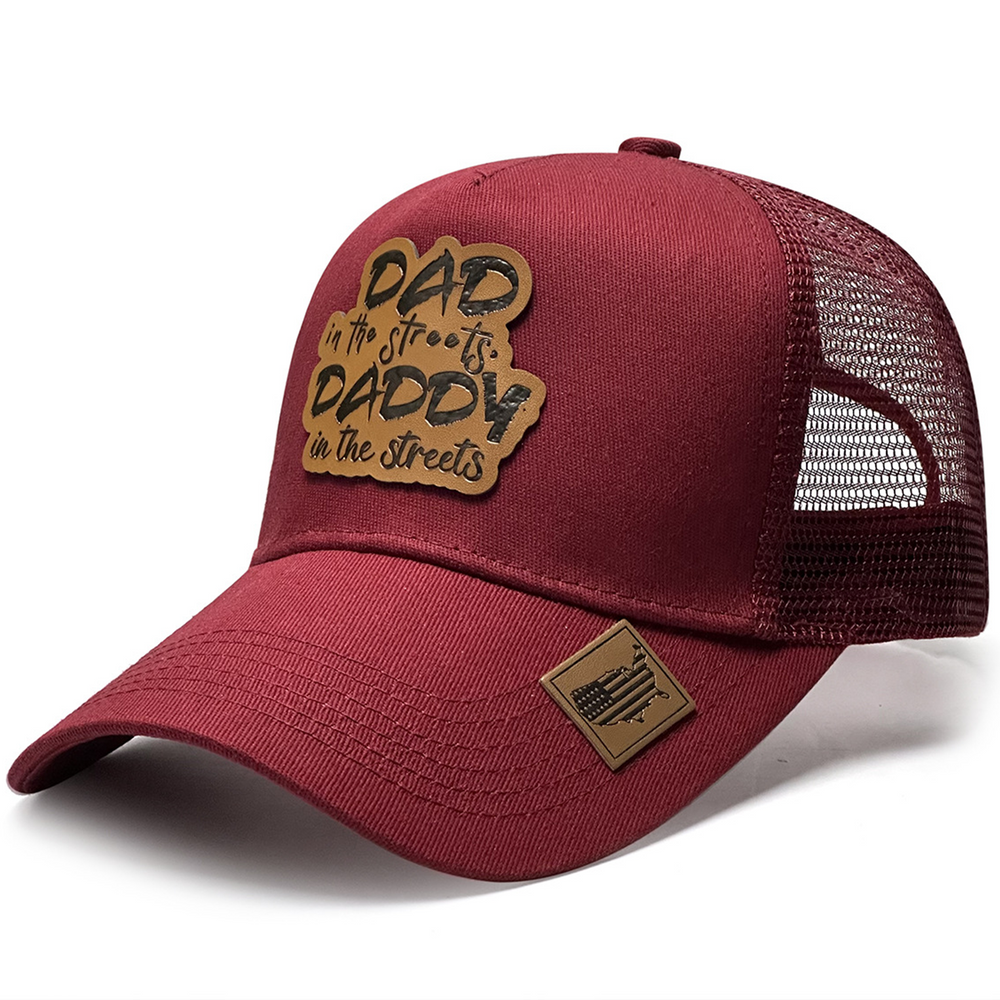 Leather Patch Mesh Back Snapback Cap for Men