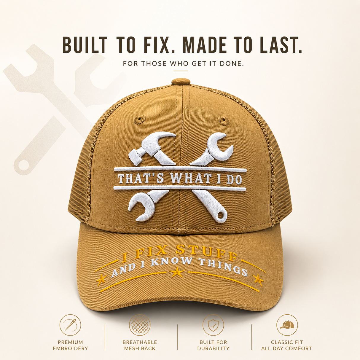 I Fix Stuff Funny Dad Hat,Gifts for Men Who Have Everything,Fathers Day Birthday Gift for Dad OR Husband