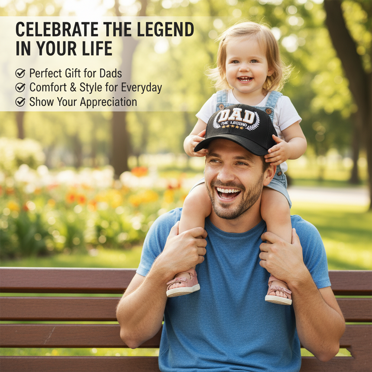 Dad The Legend 3D Embroidered Trucker Hat - Gray/Black