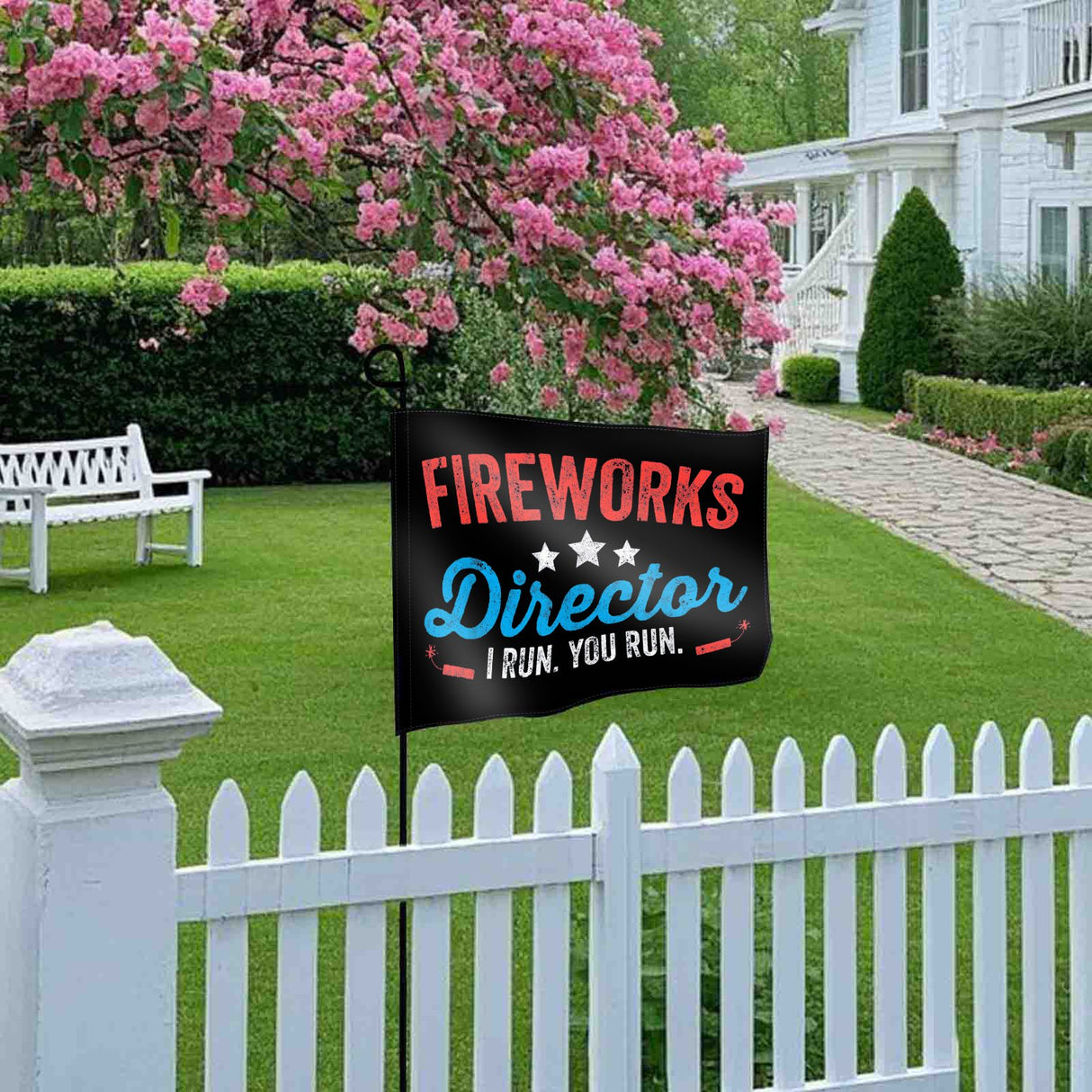 Onlydads Fireworks Director I Run You Run Garden Flag