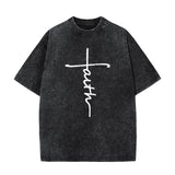 Faith Cross Graphic T-Shirt, Minimal Christian Jesus Shirt, Inspirational Religious Tee