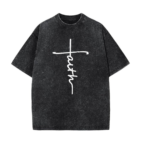 Faith Cross Graphic T-Shirt, Minimal Christian Jesus Shirt, Inspirational Religious Tee