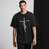 Faith Cross Graphic T-Shirt, Minimal Christian Jesus Shirt, Inspirational Religious Tee