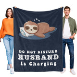 Onlydads Funny Husband Gifts, Husband is Charging Sloth Blanket, Husbands Birthday Fathers Day