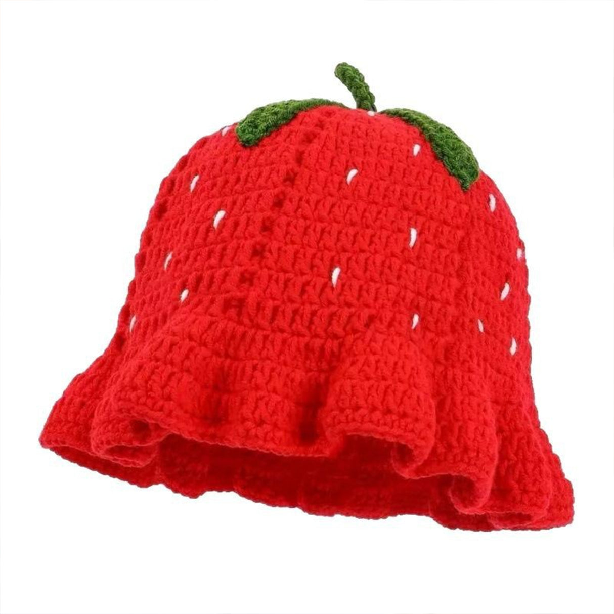 Crochet Strawberry Bucket Hats for Women Handmade Hat Cute Foldable Knitted Hats for Women