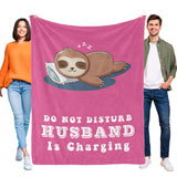 Onlydads Funny Husband Gifts, Husband is Charging Sloth Blanket, Husbands Birthday Fathers Day