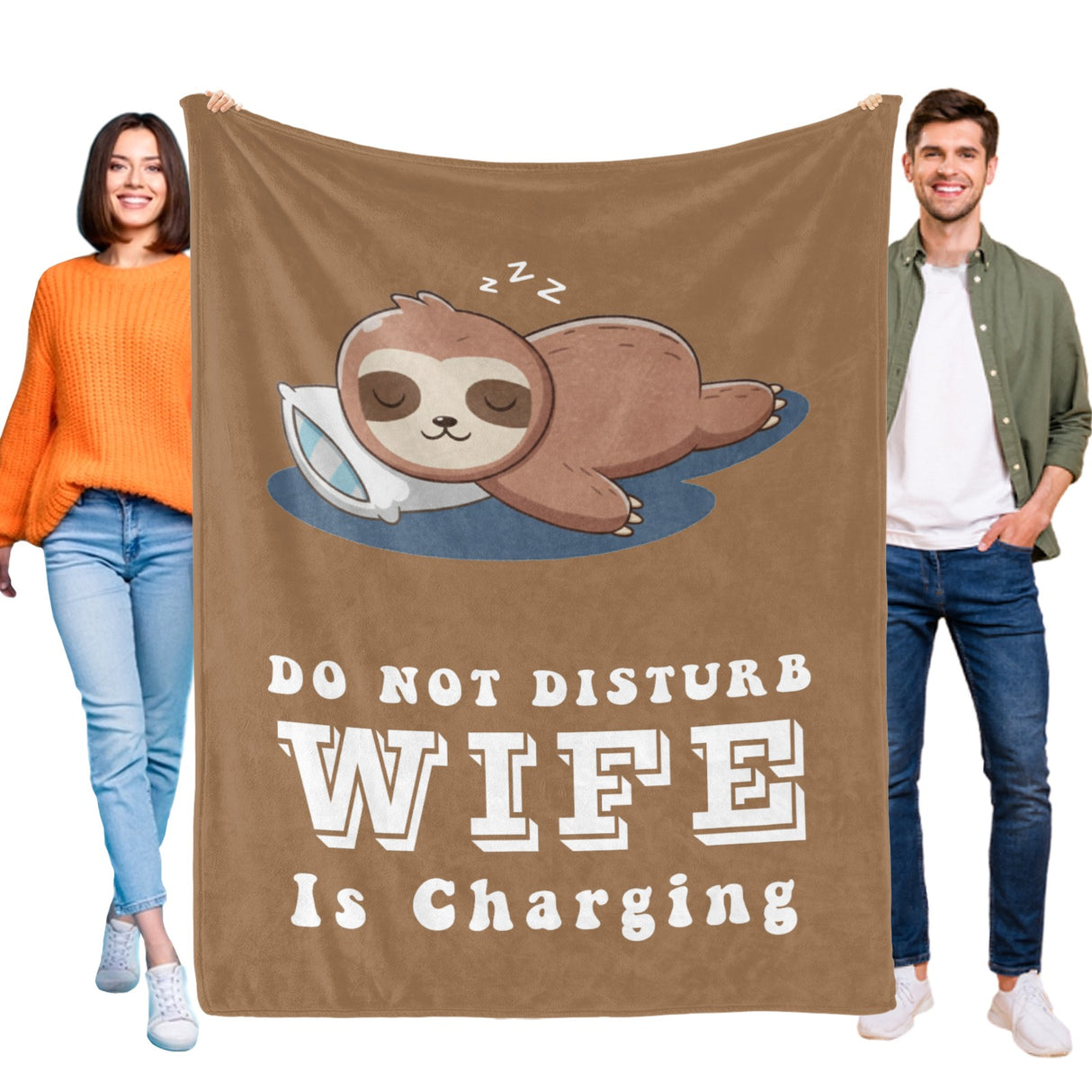Onlydads Funny Wife Gifts, Wife is Charging Sloth Blanket, Wife Birthday