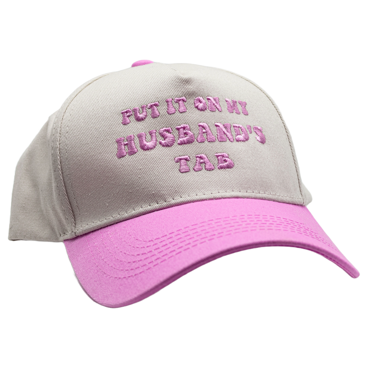 Funny Women's Embroidered Hat – Put It On My Husband's Tab Cap, Vacation Baseball Hat for Wife Pink