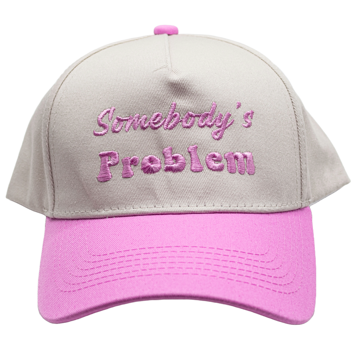 Embroidered Snapback Hat for Women - Pink/White
