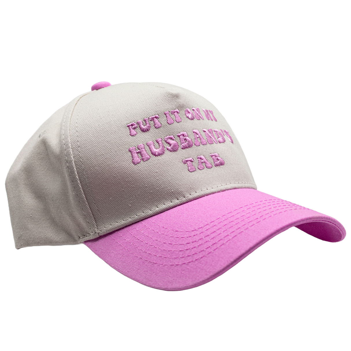 Funny Women's Embroidered Hat – Put It On My Husband's Tab Cap, Vacation Baseball Hat for Wife Pink