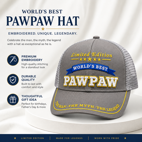 World's Best Pawpaw Embroidered Trucker Hat – Grandpa Birthday Gift