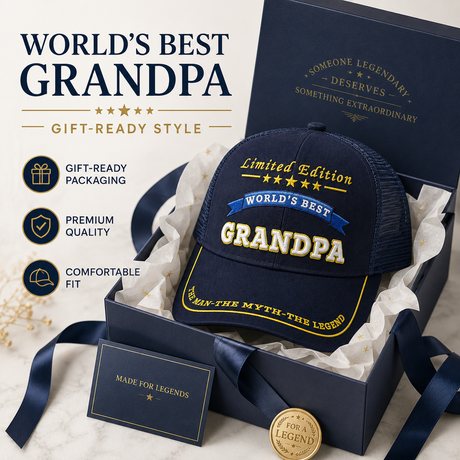 World's Best Grandpa Embroidered Trucker Hat – Grandpa Birthday Gift