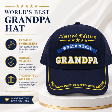 World's Best Grandpa Embroidered Trucker Hat – Grandpa Birthday Gift