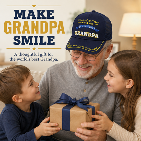 World's Best Grandpa Embroidered Trucker Hat – Grandpa Birthday Gift