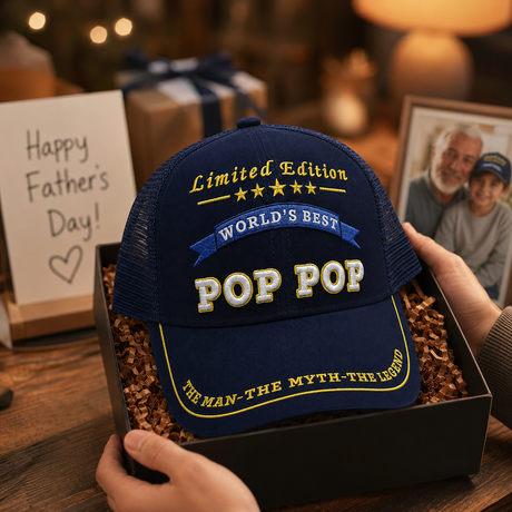 World's Best Pop Pop Embroidered Trucker Hat – Grandpa Birthday Gift