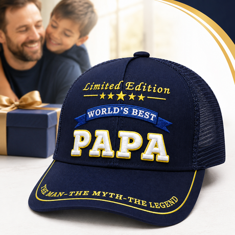 World's Best Papa Embroidered Trucker Hat – Grandpa Gift