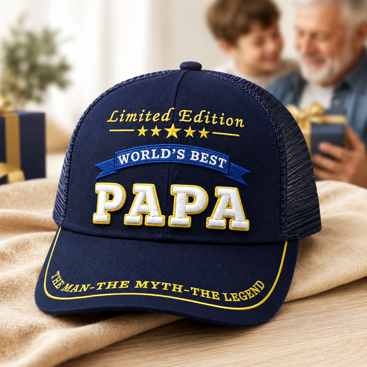 World's Best Papa Embroidered Trucker Hat – Grandpa Gift