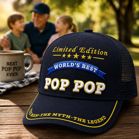 World's Best Pop Pop Embroidered Trucker Hat – Grandpa Birthday Gift