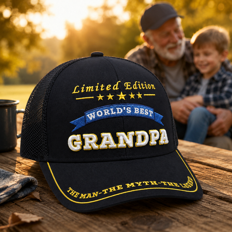 World's Best Grandpa Embroidered Trucker Hat – Grandpa Birthday Gift