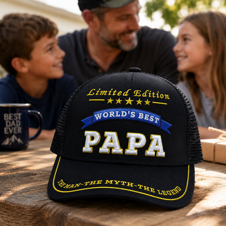 World's Best Papa Embroidered Trucker Hat – Grandpa Gift