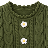 Women's Daisy Flower Cable Knit Sweater – Relaxed Fit Pullover