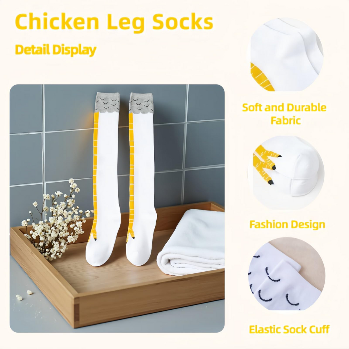Funny Crazy Chicken Leg Feet Knee Socks for Men and Women- Novelty High Socks Funny Gifts