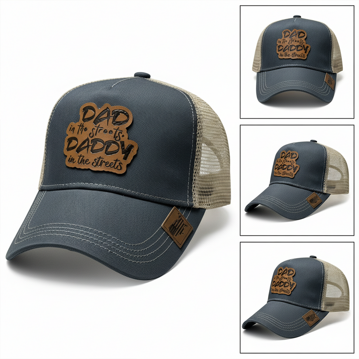 Leather Patch Mesh Back Snapback Cap for Men