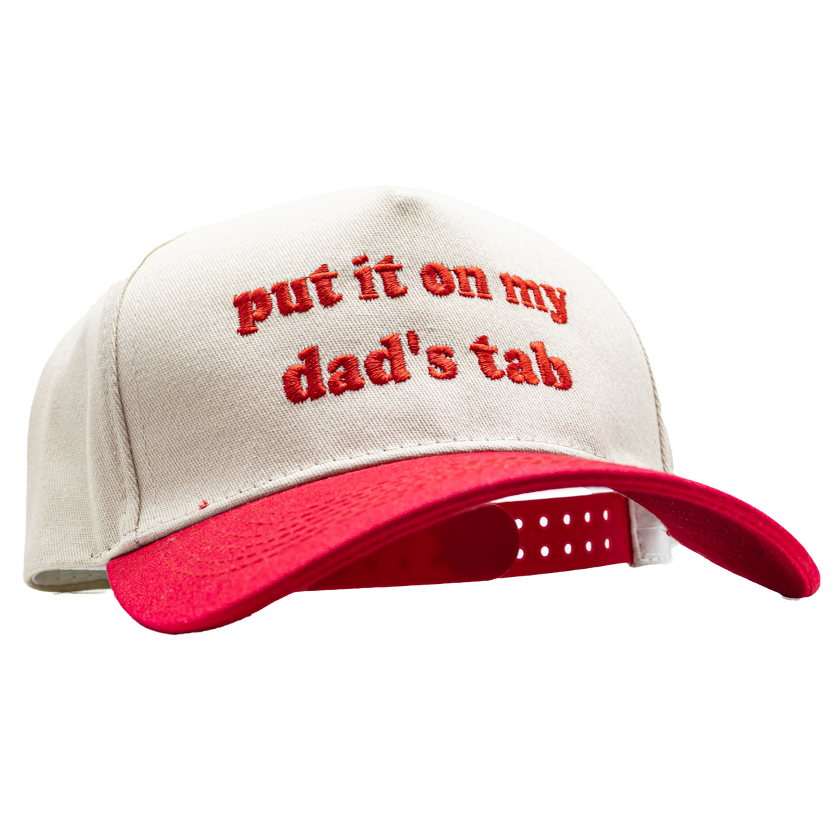Adjustable Cotton Dad Hat with 'Put It On My Dad’s Tab' Embroidery